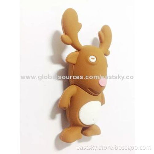 Reindeer-shaped USB, made of soft PVC material, OEM orders are welcomeNew